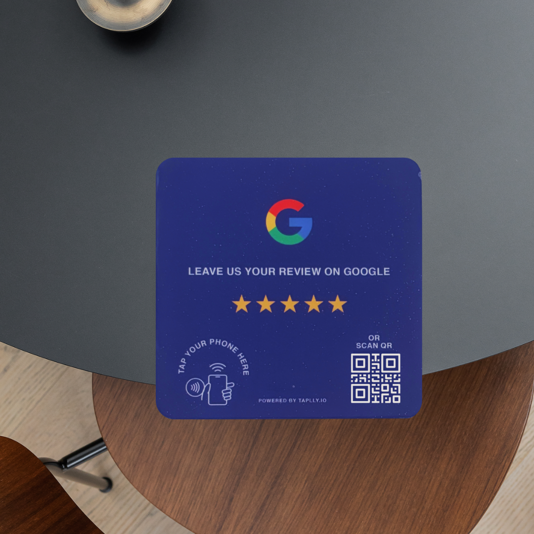 Taplly Google Review NFC & QR Plate – Signature Blue Edition